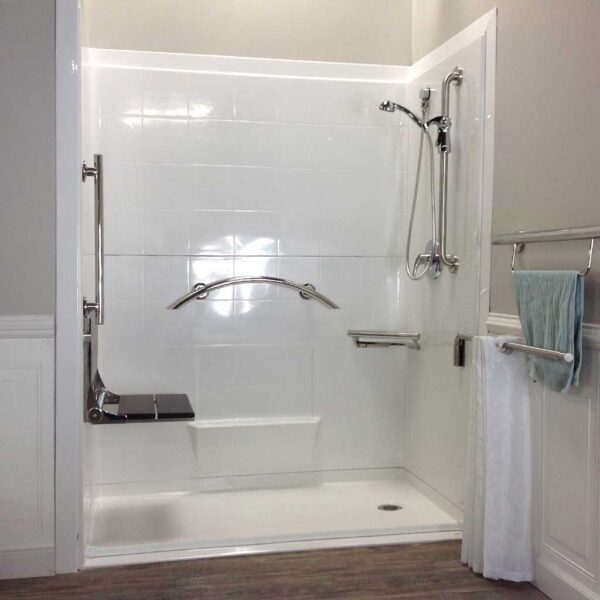 Caregiver Showering System Includes Telescopic/Pivoting Rod and Curtain ...